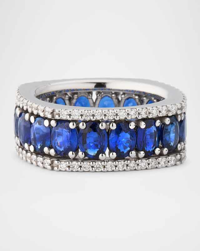 Procida 18K White Gold Blue Sapphire and Diamond Ring